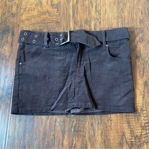 Fashion nova brown corduroy belted mini skort.